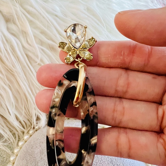 Acrylic Acetate Resin Double Hoop Earrings, Multicolored Dyed Colors, NWOT - Picture 6 of 7